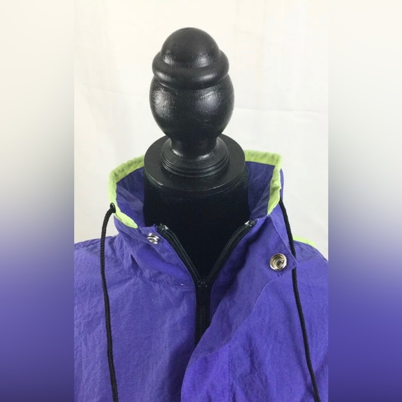 Iced For Action Vintage Windbreaker Blue And Neon Green Men's XL Pullover Retro - Picture 3 of 4